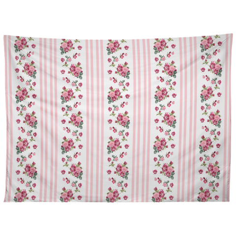 Lisa Argyropoulos Vintage Floral Stripes Pink Tapestry