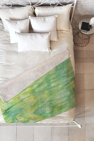 Lisa Argyropoulos Watercolor Greenery Fleece Throw Blanket