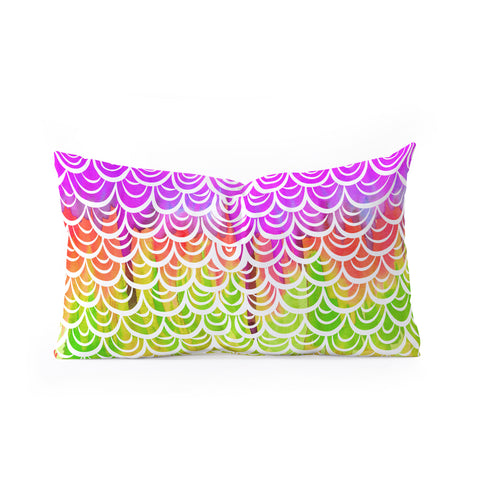 Lisa Argyropoulos Watercolor Rainbow Mermaid Oblong Throw Pillow