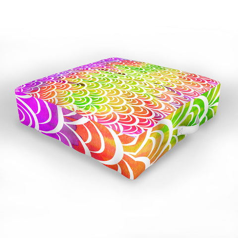 Lisa Argyropoulos Watercolor Rainbow Mermaid Outdoor Floor Cushion