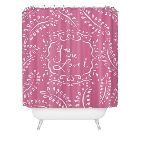 Lisa Argyropoulos You Are Loved Blush Shower Curtain