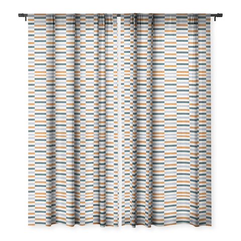 Little Arrow Design Co aria multi rectangle tiles Sheer Window Curtain