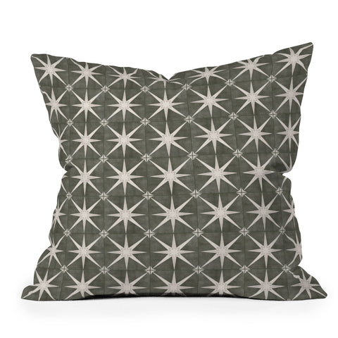 Little Arrow Design Co arlo star tile olive Throw Pillow