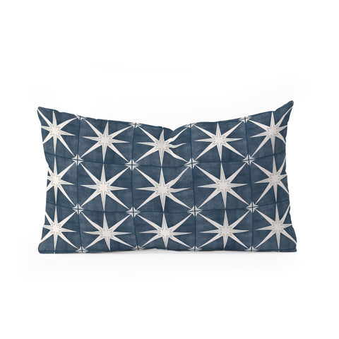 Little Arrow Design Co arlo star tile stone blue Oblong Throw Pillow