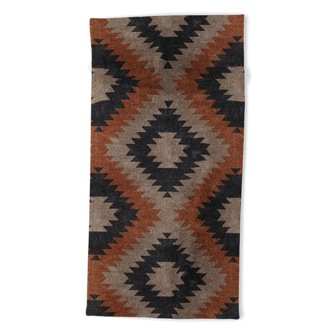 Little Arrow Design Co aztec neutrals inkwell taupe Beach Towel