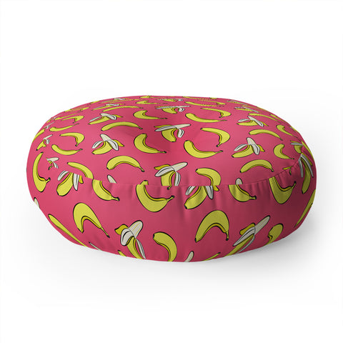 Little Arrow Design Co Bananas on Pink Floor Pillow Round