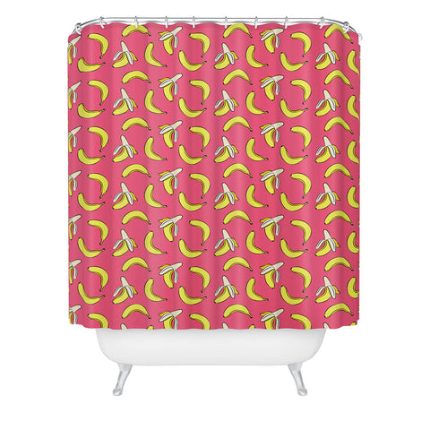 Little Arrow Design Co Bananas on Pink Shower Curtain