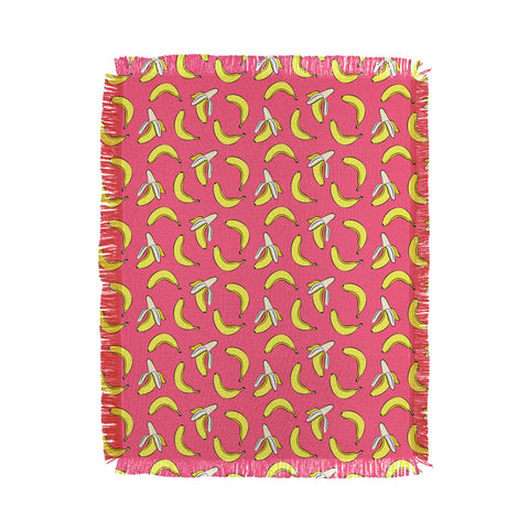 Little Arrow Design Co Bananas on Pink Throw Blanket