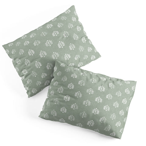 Little Arrow Design Co block print ferns sage Pillow Shams