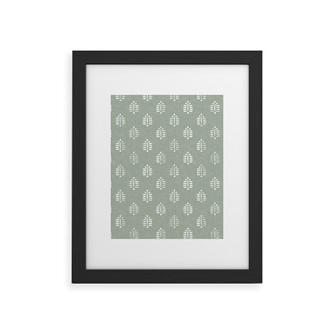 Little Arrow Design Co block print ferns sage Framed Art Print