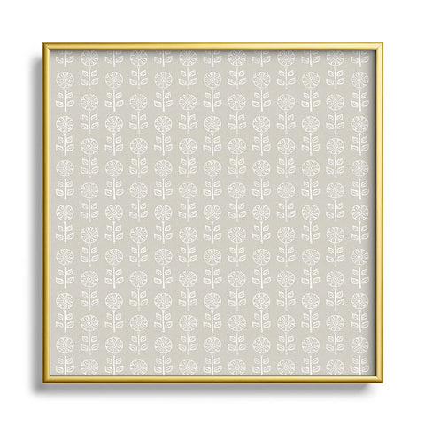 Little Arrow Design Co block print floral beige Metal Square Framed Art Print