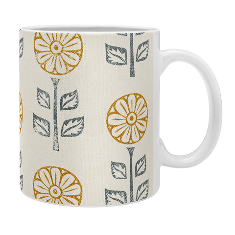 Little Arrow Design Co block print floral gold blue Coffee Mug