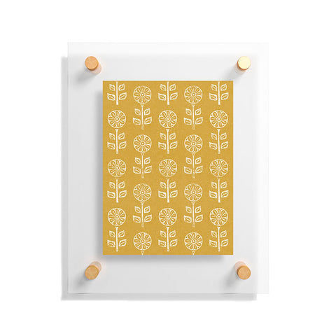 Little Arrow Design Co block print floral mustard Floating Acrylic Print
