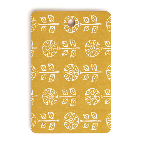 Little Arrow Design Co block print floral mustard Cutting Board Rectangle
