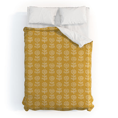 Little Arrow Design Co block print floral mustard Duvet Cover