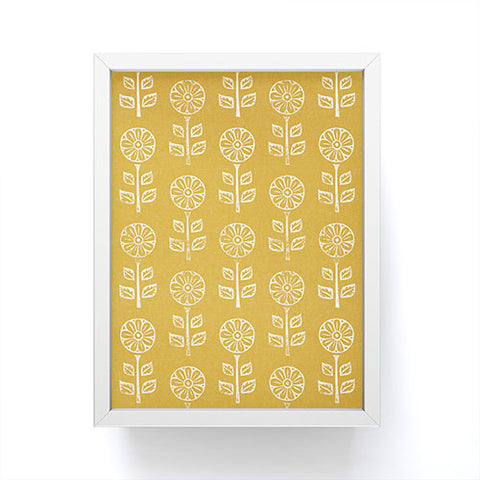 Little Arrow Design Co block print floral mustard Framed Mini Art Print