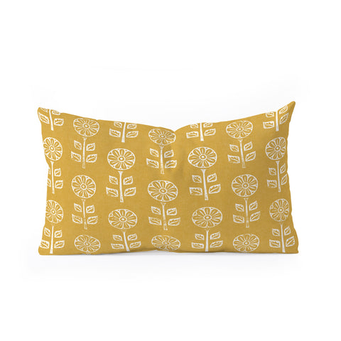 Little Arrow Design Co block print floral mustard Oblong Throw Pillow