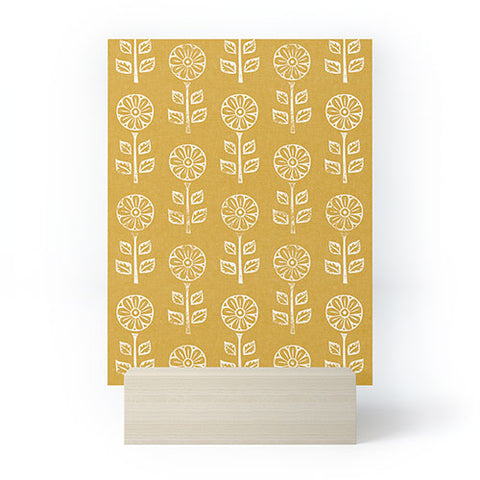 Little Arrow Design Co block print floral mustard Mini Art Print