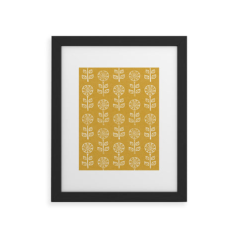 Little Arrow Design Co block print floral mustard Framed Art Print