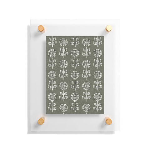 Little Arrow Design Co block print floral olive green Floating Acrylic Print
