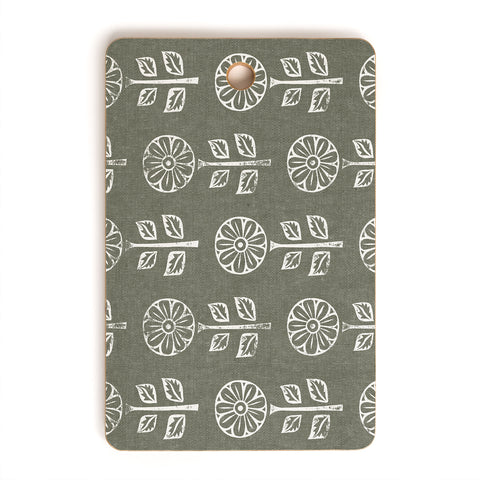 Little Arrow Design Co block print floral olive green Cutting Board Rectangle