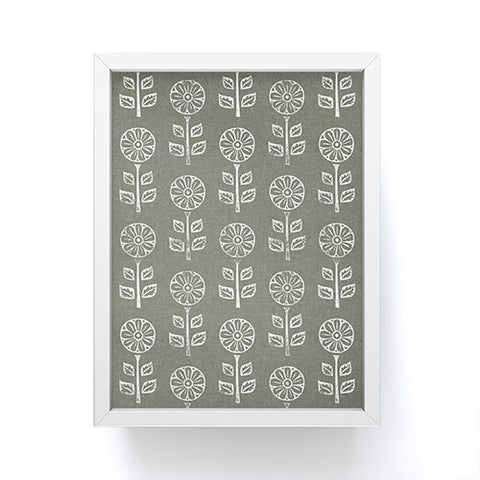 Little Arrow Design Co block print floral olive green Framed Mini Art Print