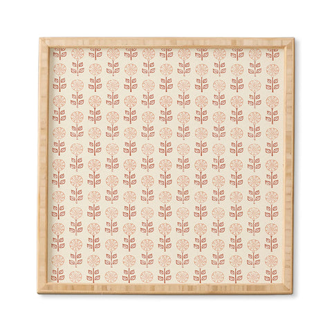 Little Arrow Design Co block print floral peach cream Framed Wall Art