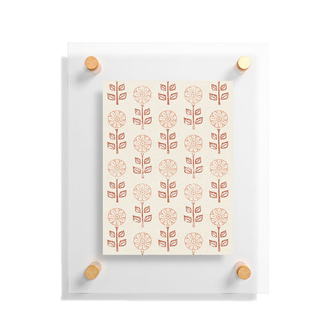 Little Arrow Design Co block print floral peach cream Floating Acrylic Print