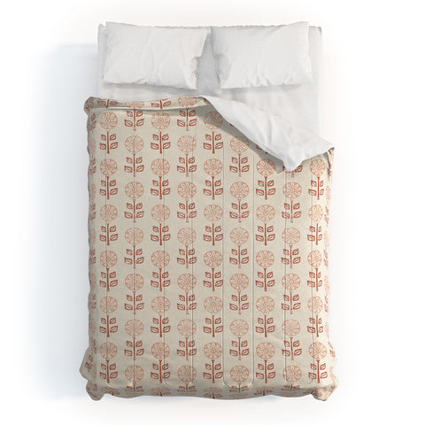 Little Arrow Design Co block print floral peach cream Comforter