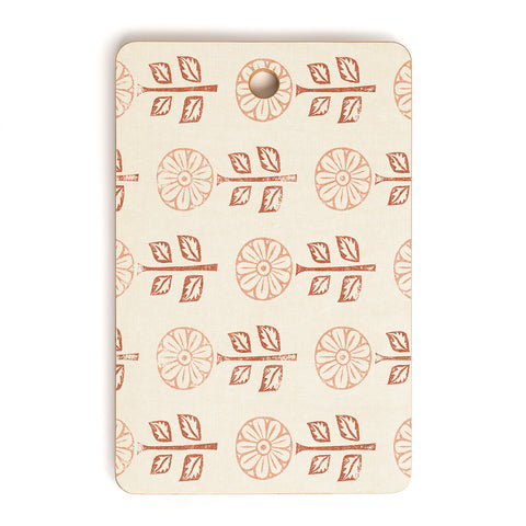 Little Arrow Design Co block print floral peach cream Cutting Board Rectangle