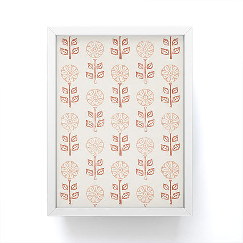 Little Arrow Design Co block print floral peach cream Framed Mini Art Print
