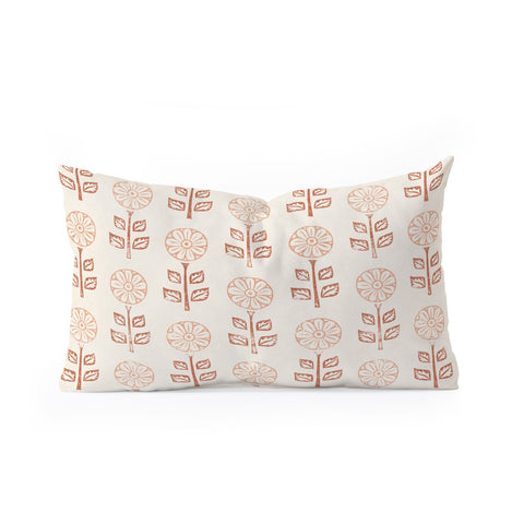 Little Arrow Design Co block print floral peach cream Oblong Throw Pillow