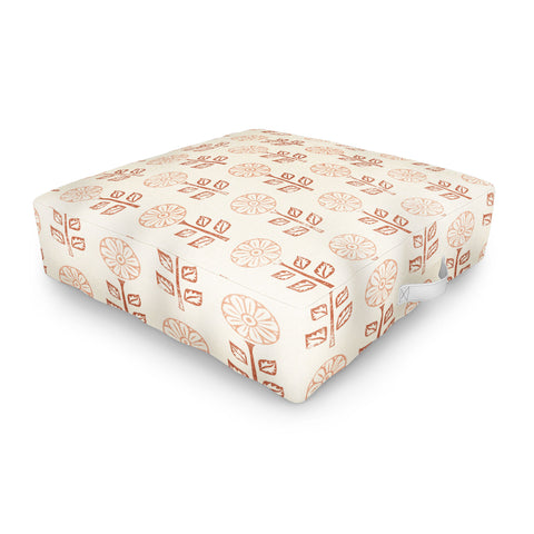 Little Arrow Design Co block print floral peach cream Outdoor Floor Cushion