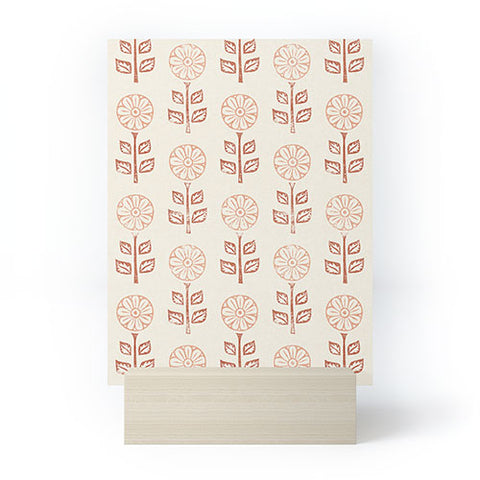 Little Arrow Design Co block print floral peach cream Mini Art Print