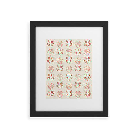Little Arrow Design Co block print floral peach cream Framed Art Print