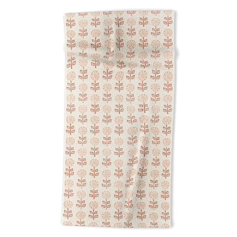 Little Arrow Design Co block print floral peach cream Beach Towel