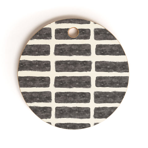Little Arrow Design Co block print tile charcoal Cutting Board Round