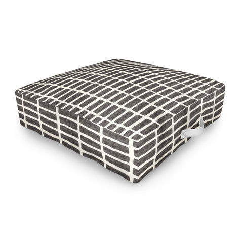 Little Arrow Design Co block print tile charcoal Outdoor Floor Cushion