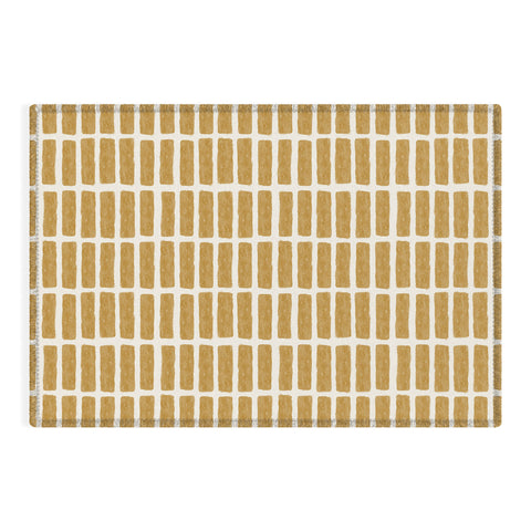 Little Arrow Design Co block print tile mustard Outdoor Rug