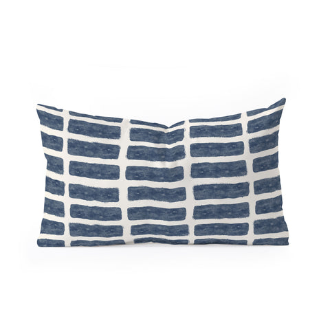 Little Arrow Design Co block print tile navy Oblong Throw Pillow