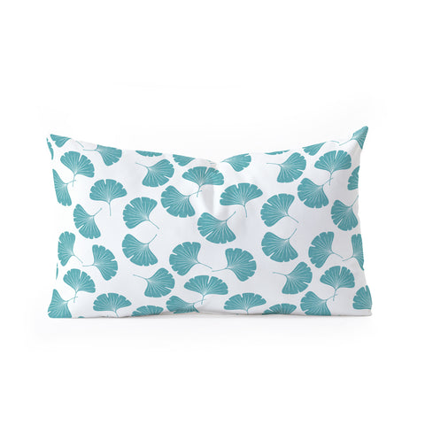 Little Arrow Design Co blue ginkgo leaves Oblong Throw Pillow
