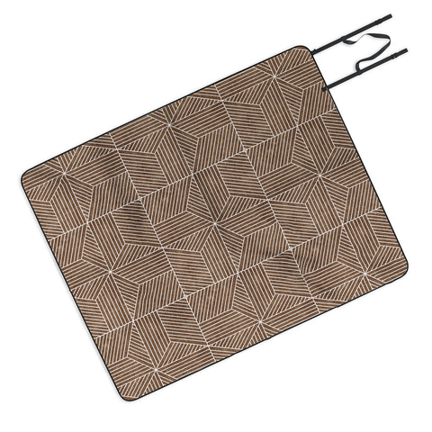 Little Arrow Design Co bohemian geometric tiles brow Picnic Blanket