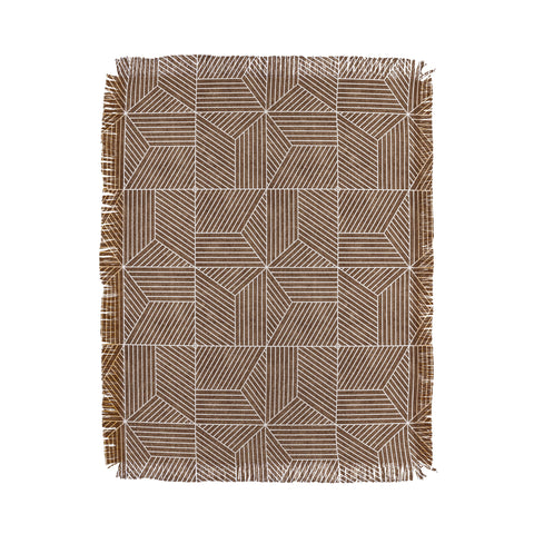 Little Arrow Design Co bohemian geometric tiles brow Throw Blanket