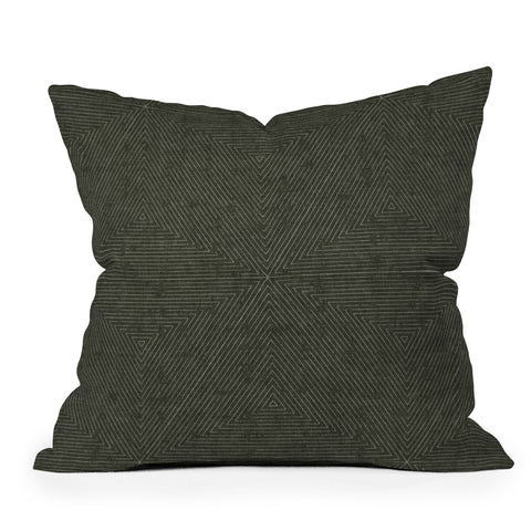 Little Arrow Design Co boho triangle stripes olive green Outdoor Throw Pillow