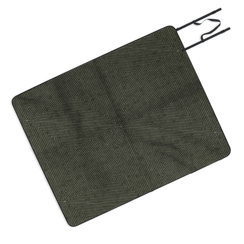 Little Arrow Design Co boho triangle stripes olive green Picnic Blanket