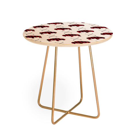 Little Arrow Design Co buffalo and arrows in plaid Round Side Table