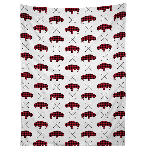 Little Arrow Design Co buffalo and arrows in plaid Tapestry