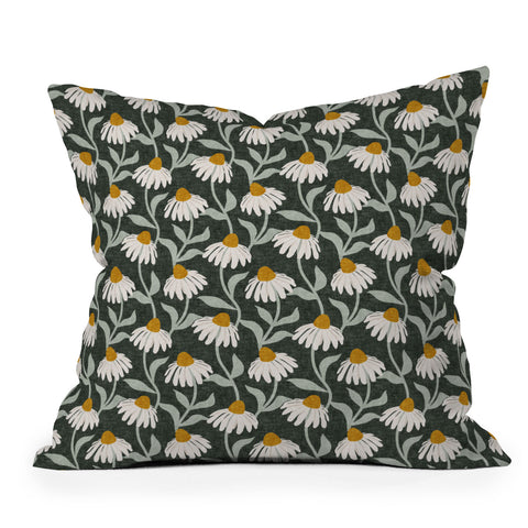 Little Arrow Design Co coneflowers olive Throw Pillow