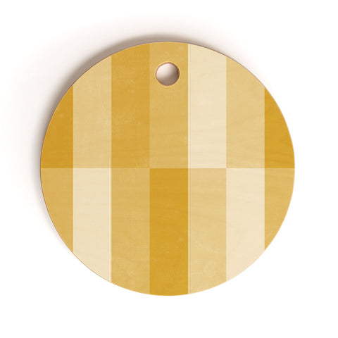 Little Arrow Design Co cosmo tile mustard Cutting Board Round