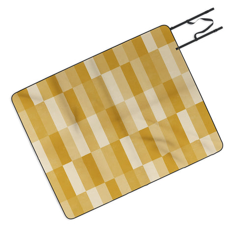Little Arrow Design Co cosmo tile mustard Picnic Blanket
